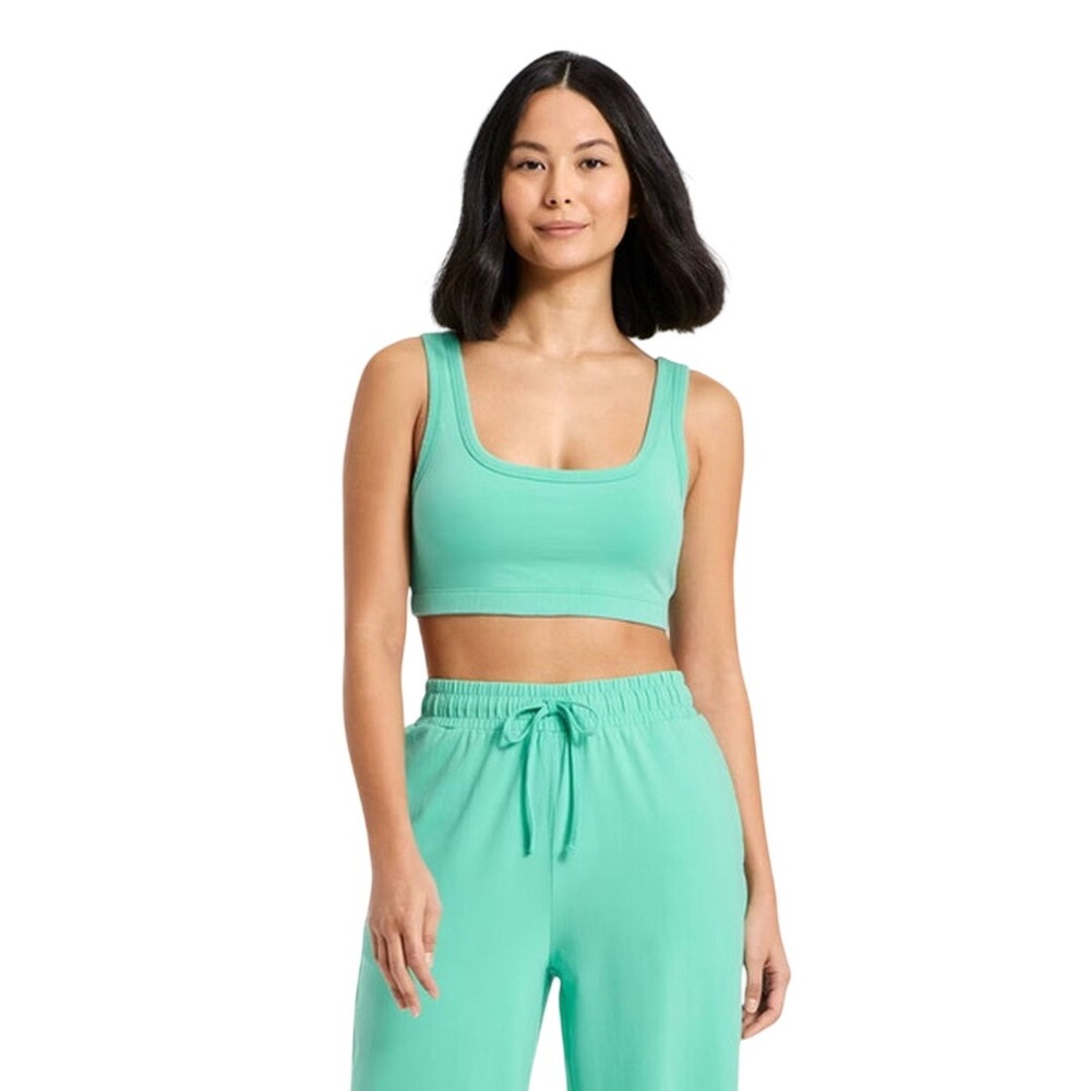 JoyLab Women's Teal Removable Pads Athletic Tank Top Sports Bra Size M